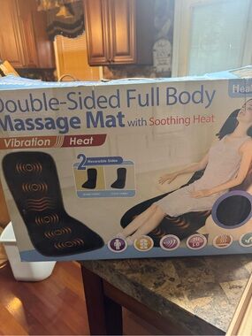 Double-Sided Full Body Massage Mat with Soothing Heat - Black